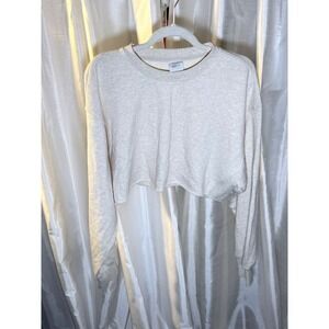 Tna Sweatshirt Women 2 Oatmeal AiryAF Fleece Cropped‎ Raw Hem Pullover